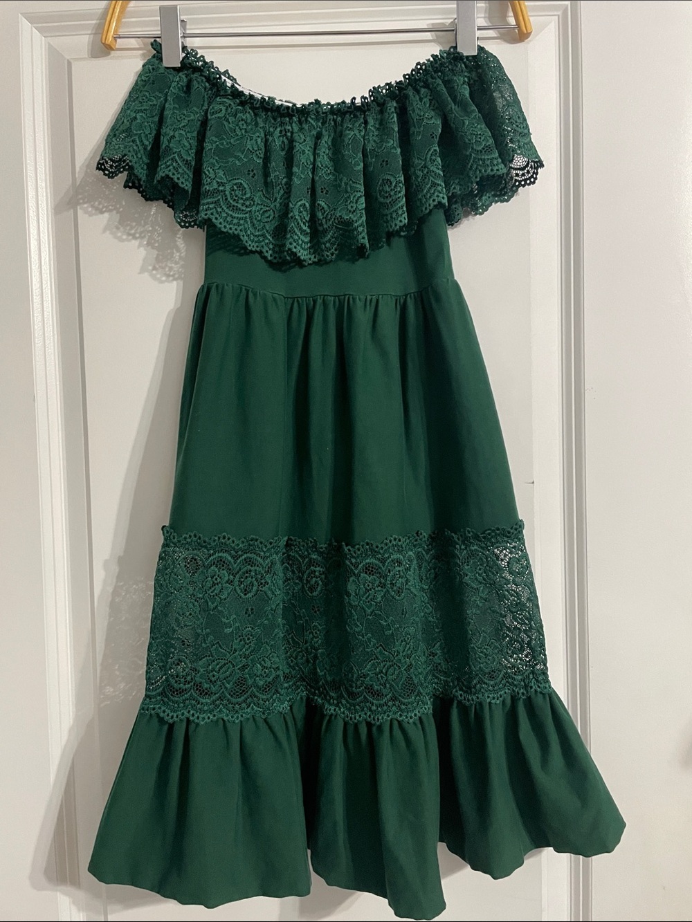 Baileys Blossoms Clara Cotton & Lace Flutter Maxi Dress In Green Size 3T - Picture 2 of 8